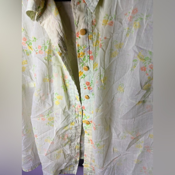 Vintage 70s Handmade Cotton Shirt Lot Floral & Folk Print Boho Tops Set of 2 - Picture 8 of 11